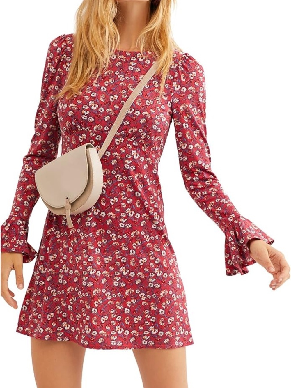 Free People Say Hello Floral Long-Sleeve Mini Dress